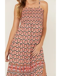 Angie Women's Printed Smocked Front Maxi Dress