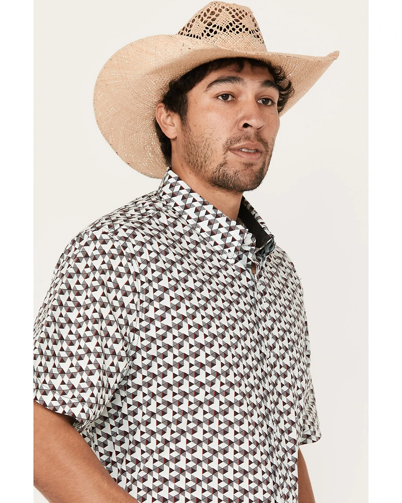RANK 45® Men's Angus Geo Print Short Sleeve Button-Down Stretch Western Shirt