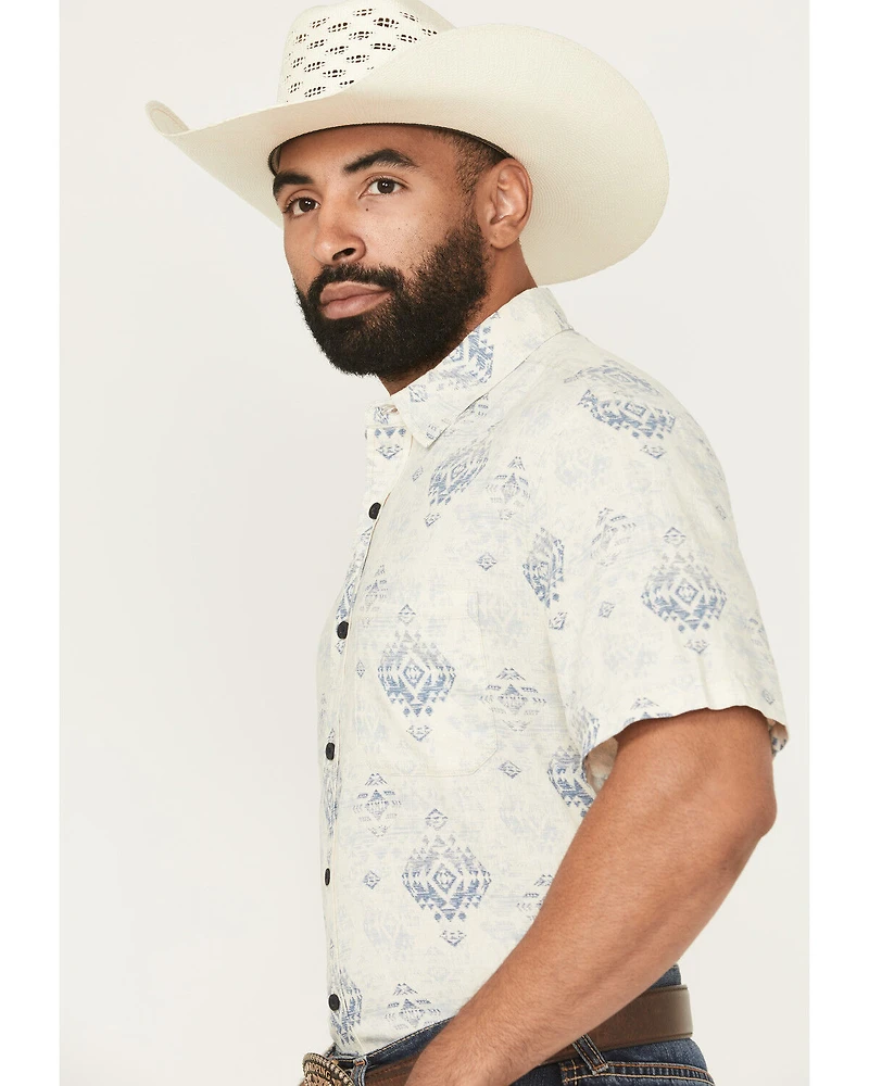 Pendleton Men's Dawson Linen Medallion Print Short Sleeve Button-Down Western Shirt