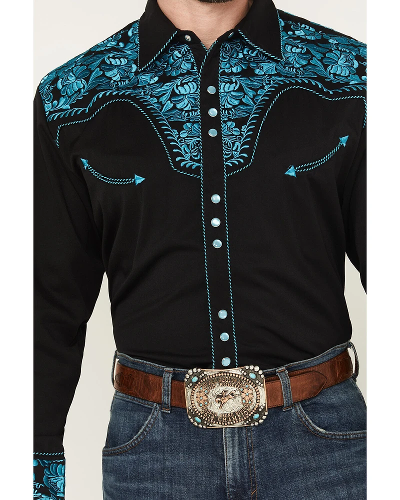 Scully Men's Gunfighter Embroidered Long Sleeve Snap Western Shirt