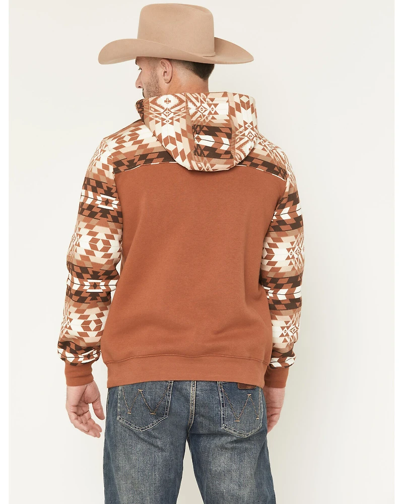 RANK 45® Men's Dusted Southwestern Print Color Block Hooded Sweatshirt