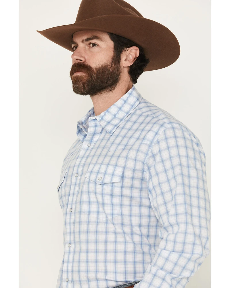 Wrangler Men's Plaid Print Long Sleeve Snap Stretch Western Shirt