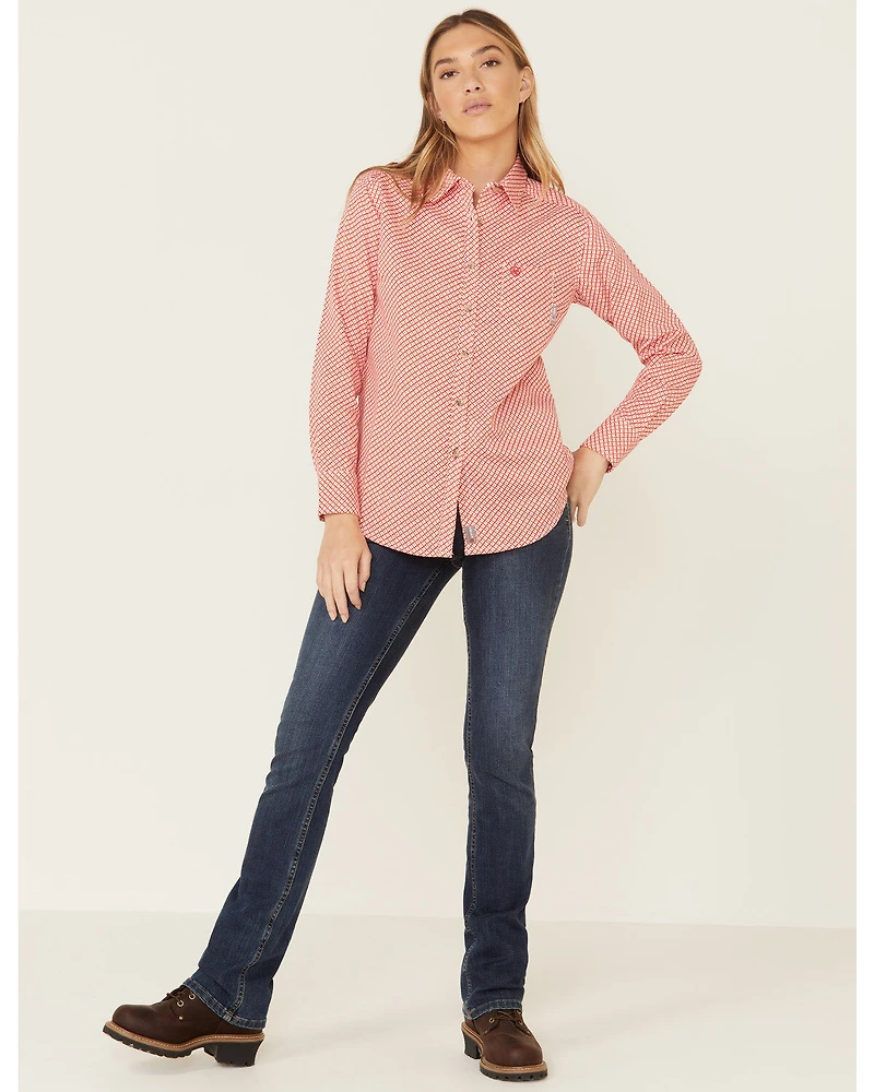 Ariat Women's Boot Barn Exclusive FR Sofia Geo Print Long Sleeve Button Down Work Shirt