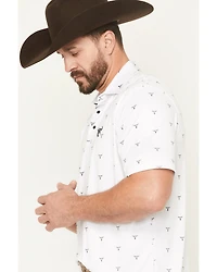 Cowboy Hardware Men's Steerhead Print Short Sleeve Snap Polo