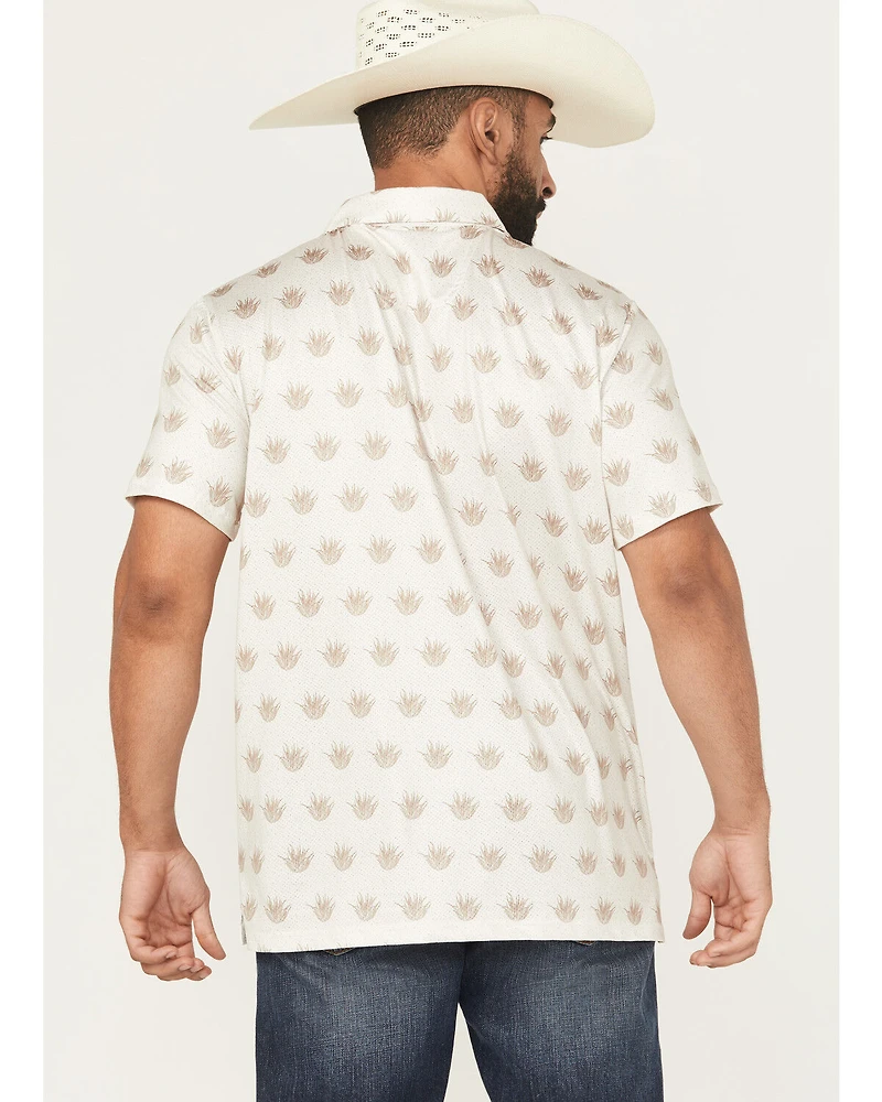 Rock & Roll Denim Men's Agave Print Short Sleeve Button-Down Polo Shirt