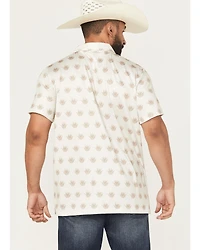 Rock & Roll Denim Men's Agave Print Short Sleeve Button-Down Polo Shirt