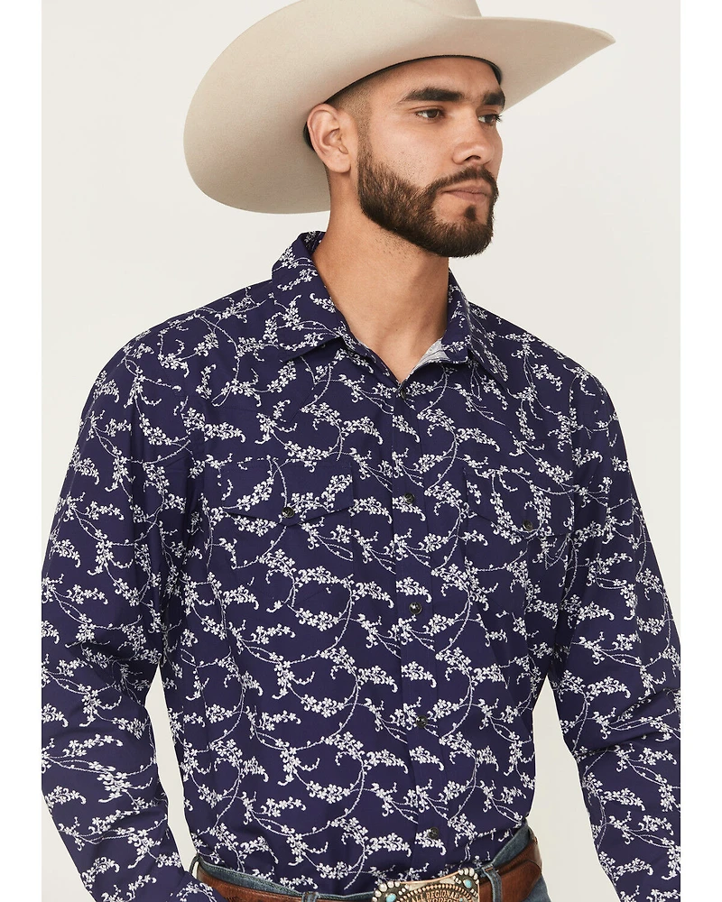 Gibson Trading Co Men's Blossom Floral Print Long Sleeve Snap Western Shirt