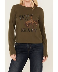 White Crow Women's Wild Heart Studded Long Sleeve Graphic Tee