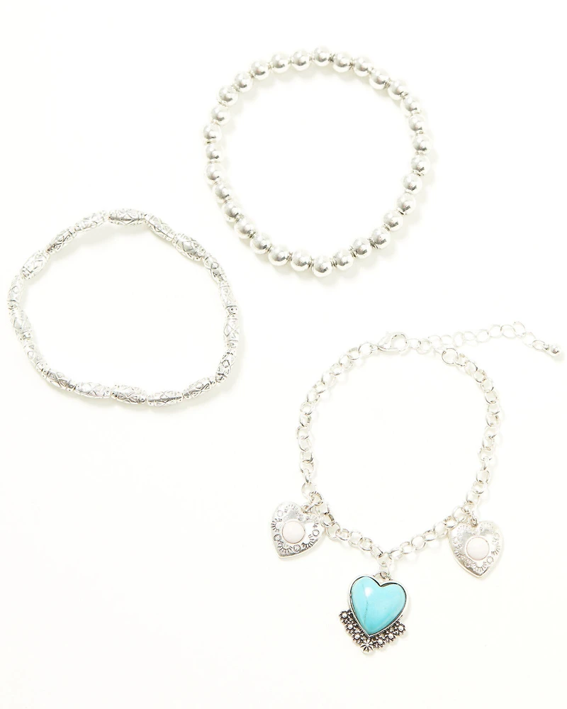 Shyanne Women's Heart Charm Bracelet Set - 3 Piece