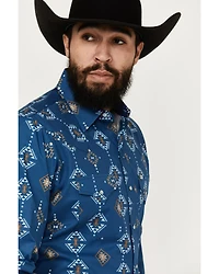 Ely Walker Men's Southwestern Print Long sleeve Pearl Snap Western Shirt