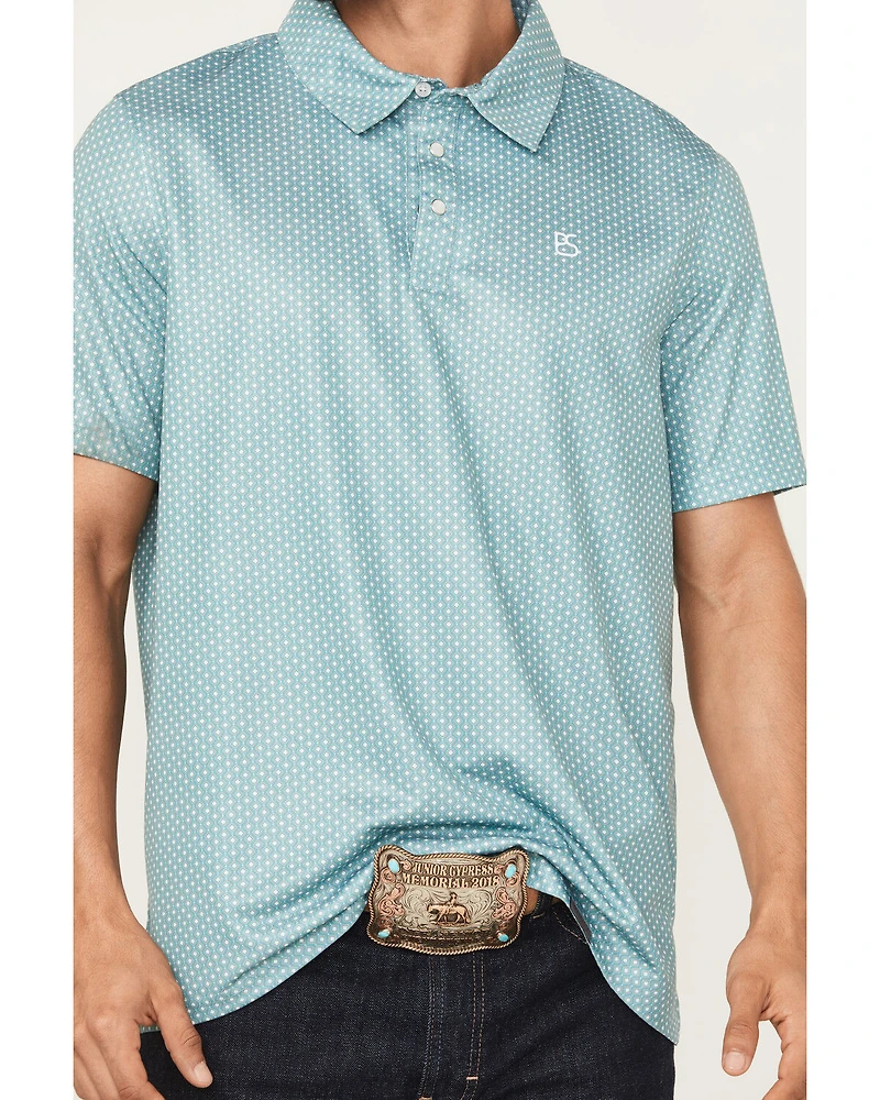 Panhandle Slim Men's Geo Print Short Sleeve Snap Performance Polo Shirt