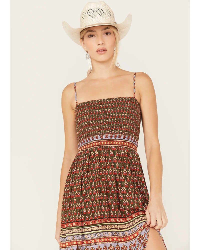 Shyanne Women's Border Print Smocked Maxi Dress