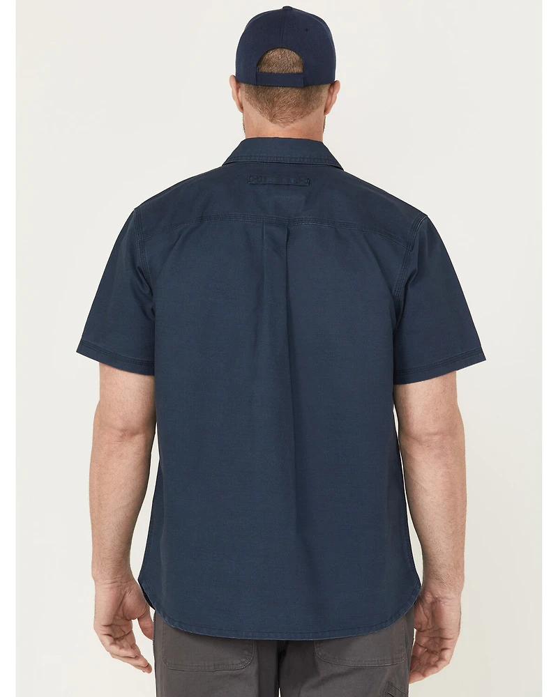Lucky Brand Workwear Men's Slub Canvas Short Sleeve Button-Down Work Shirt
