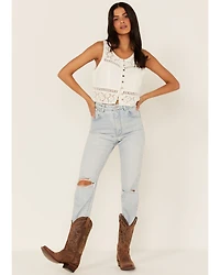 Cleo + Wolf Women's Crochet Floral Cropped Tank Top