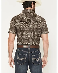 Rock & Roll Denim Men's Tek Southwestern Print Short Sleeve Snap Stretch Western Shirt