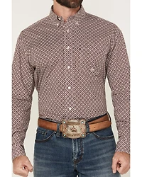 Roper Men's Amarillo Geo Print Long Sleeve Button-Down Stretch Western Shirt