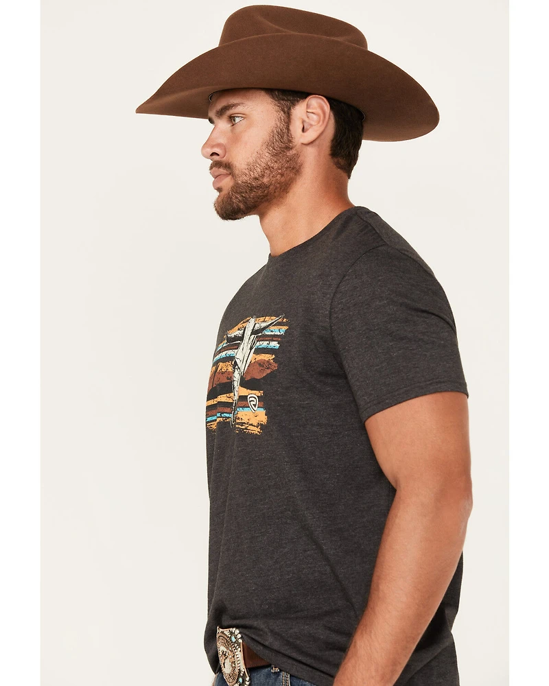 Rock & Roll Denim Men's Long Horn Short Sleeve Graphic T-Shirt