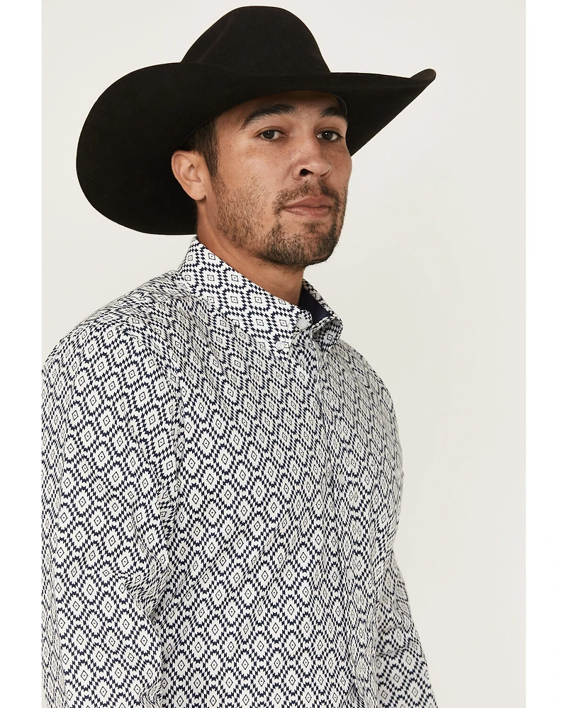 RANK 45® Men's Desert Walk Medallion Print Long Sleeve Button-Down Stretch Western Shirt
