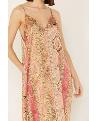 By Together Women's Floral Print V Neck Sleeveless Maxi Dress