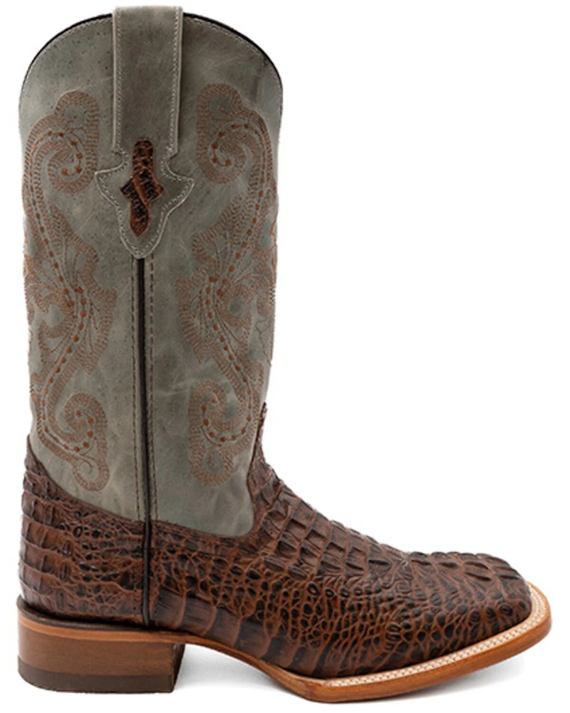 Ferrini Men's Caiman Croc Print Western Boots - Broad Square Toe