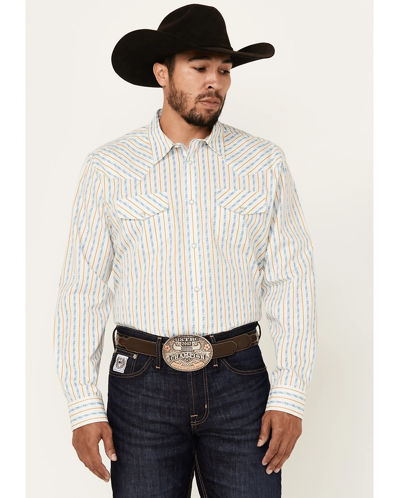 Gibson Trading Co Men's Midway Vertical Striped Print Long Sleeve Snap Western Shirt