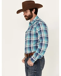 Wrangler Retro Men's Plaid Print Long Sleeve Snap Western Shirt