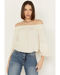 Shyanne Women's Embroidered Cut Out Off The Shoulder Top