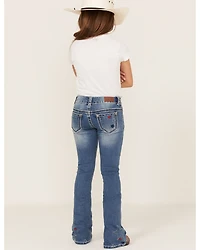 Shyanne Little Girls' Light Wash Americana Star Flare Jeans