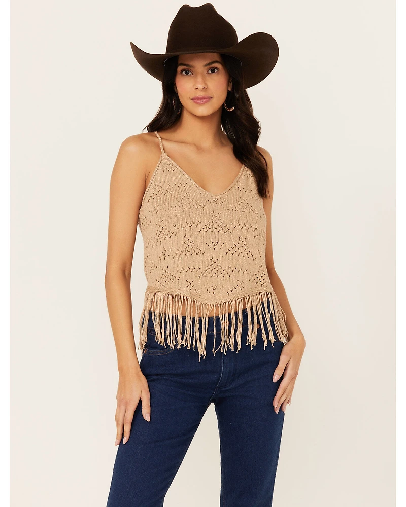 Shyanne Women's Hankie Hem Fringe Sweater Tank
