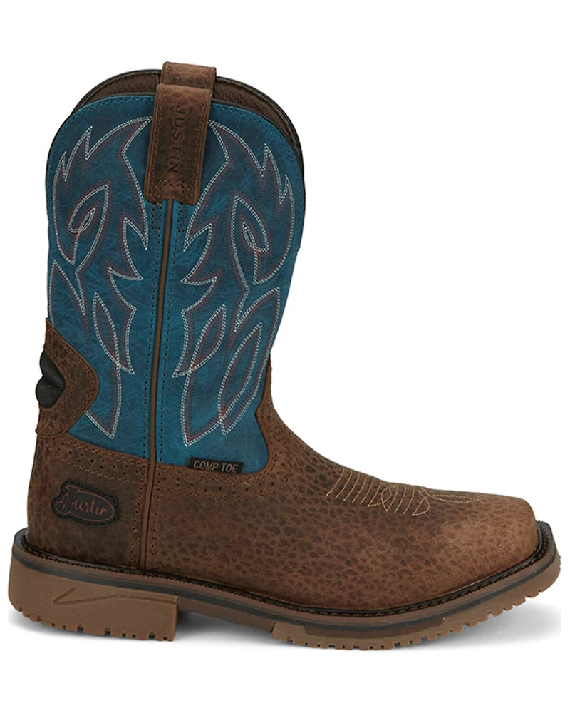 Justin Men's Broncy Pull-On Work Boots - Composite Toe
