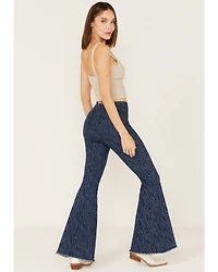 Rock & Roll Denim Women's Tiger Print High Rise Stretch Flare Jeans