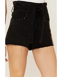 Velvet Heart Women's Paper Bag Tie Waist High Rise Shorts