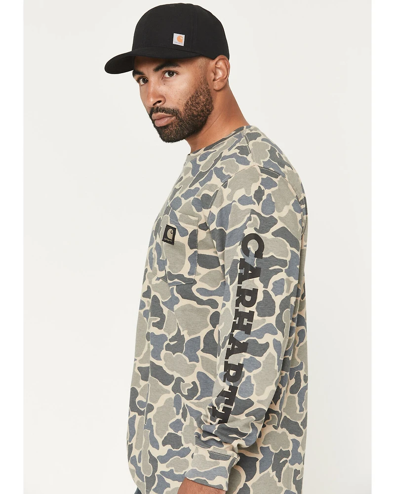 Carhartt Men's Camo Print Relaxed Fit Heavyweight Long Sleeve T-Shirt