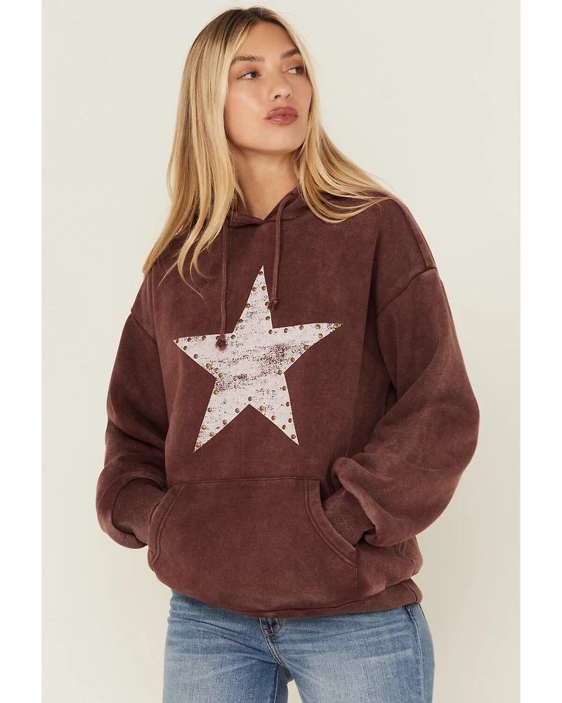 Youth Revolt Women's Studded Star Graphic Hoodie