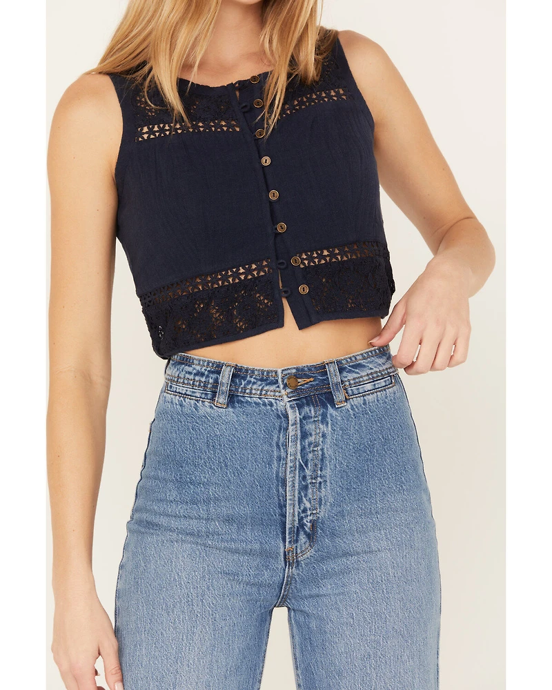 Cleo + Wolf Women's Cropped Crochet Tank