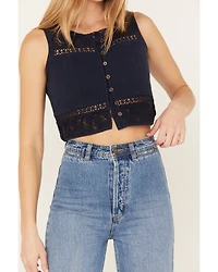 Cleo + Wolf Women's Cropped Crochet Tank