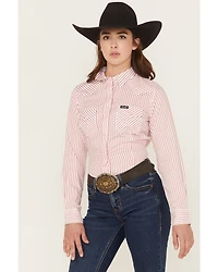 Wrangler Retro Women's Striped Print Long Sleeve Snap Stretch Western Shirt