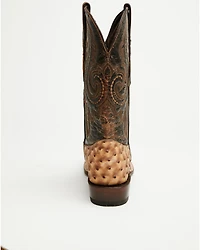 Tanner Mark Men's Ostrich Print Western Boots - Broad Square Toe