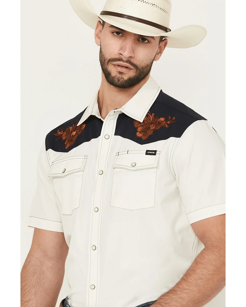 Cinch Men's Embroidered Flowers Short Sleeve Snap Western Shirt