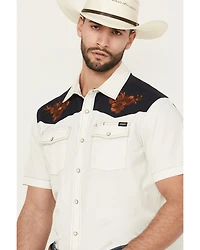 Cinch Men's Embroidered Flowers Short Sleeve Snap Western Shirt