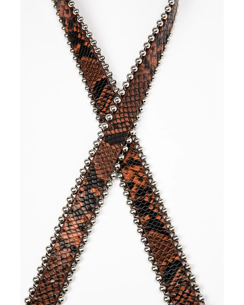 Shyanne Women's Snake Print Skinny Belt