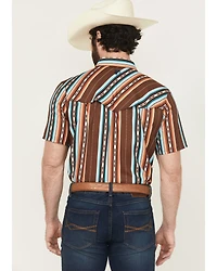 RANK 45® Men's Sierra Peak Striped Short Sleeve Snap Performance Western Shirt