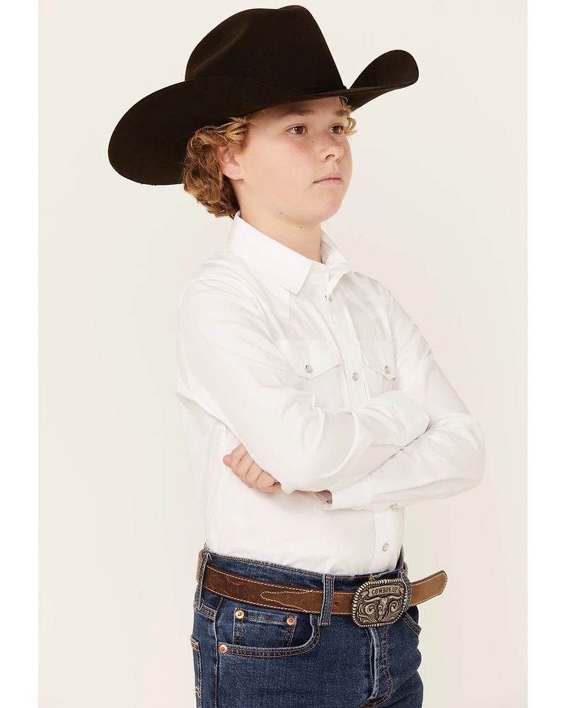 Gibson Trading Co Boys' Solid Long Sleeve Pearl Snap Western Shirt