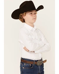 Gibson Trading Co Boys' Solid Long Sleeve Pearl Snap Western Shirt