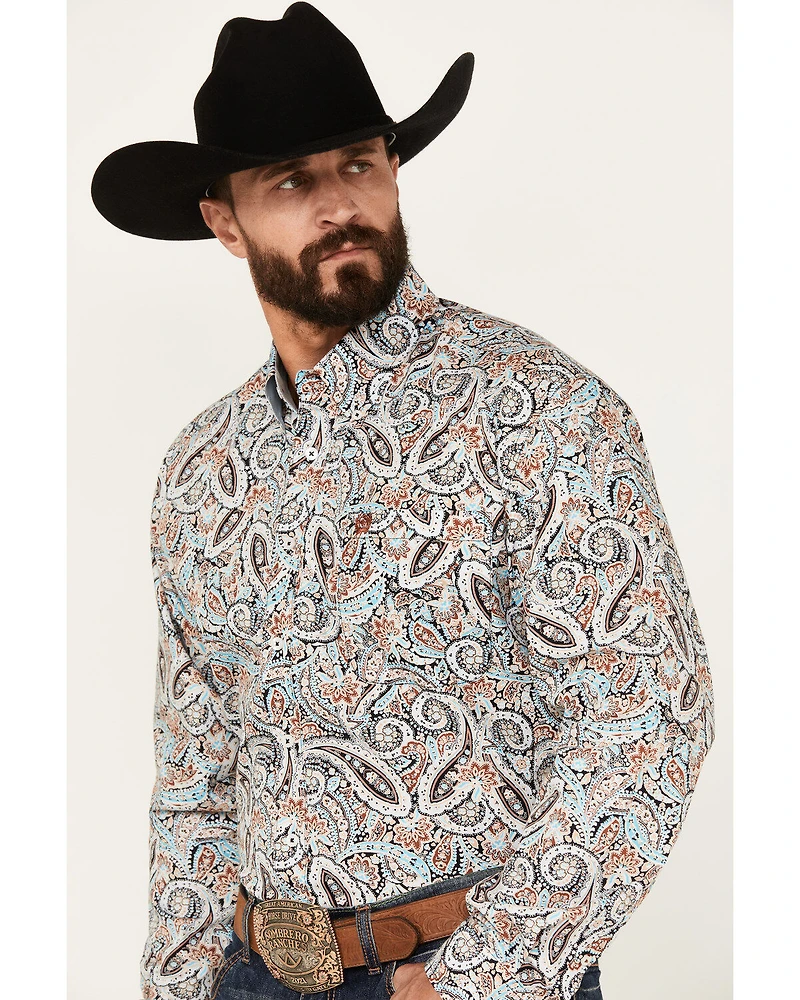Cinch Men's Paisley Print Long Sleeve Button-Down Western Shirt