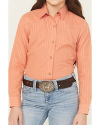 Cruel Girl Girls' Striped Long Sleeve Pearl Snap Western Shirt