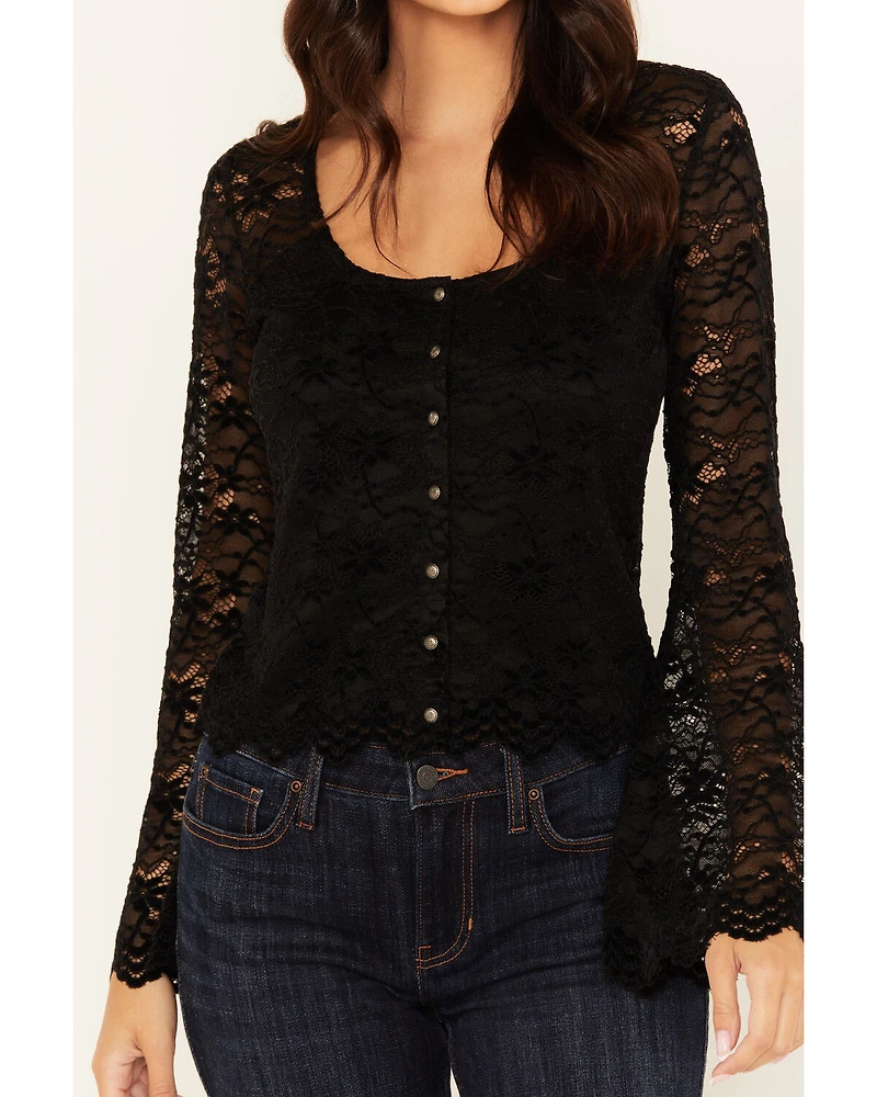 Idyllwind Women's Russello Lace Long Bell Sleeve Top
