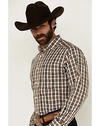 Ariat Men's Wrinkle Free Folk Plaid Print Long Sleeve Button-Down Western Shirt - Tall