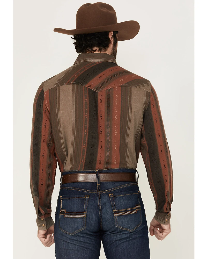 Wrangler Retro Men's Striped Print Long Sleeve Snap Western Shirt