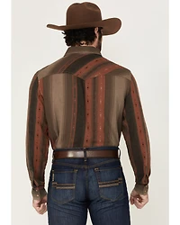 Wrangler Retro Men's Striped Print Long Sleeve Snap Western Shirt